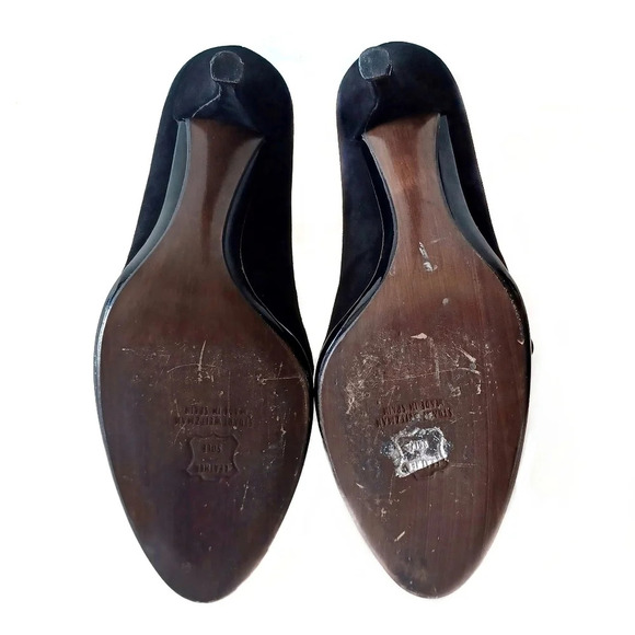 STUART Weitzman Classic Black Suede Pump Evening Neutral Heels Cocktail 9 Dressy - Picture 7 of 7